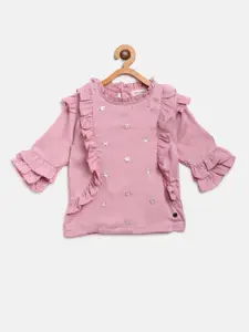 Gini and Jony Girls Dusty Pink Embellished Top