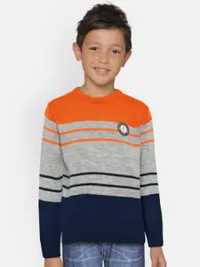 Gini and Jony Boys Orange Striped Pullover Sweater