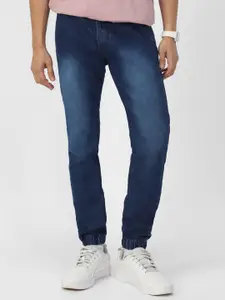 Urbano Fashion Men Blue Slim Fit Mid-Rise Clean Look Stretchable Jogger Jeans