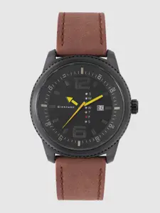 GIORDANO Men Black Analogue Leather Watch C1187-04