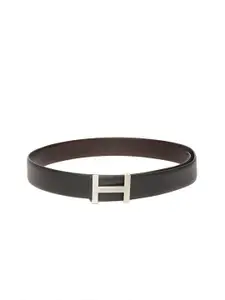 Tommy Hilfiger Men Black & Brown Leather Reversible Solid Belt