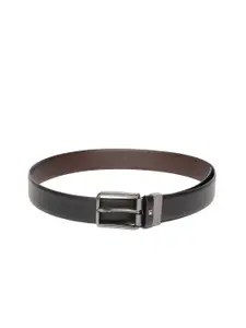 Tommy Hilfiger Men Coffee Brown & Black Solid Reversible Leather Belt
