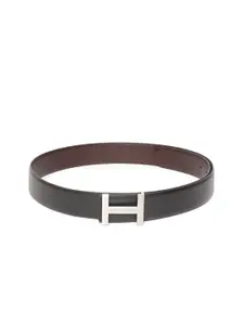 Tommy Hilfiger Men Black & Brown Leather Reversible Solid Belt