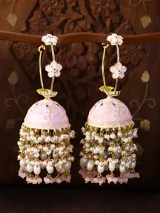 Peora Gold-Toned & Gold-Toned Dome Shaped Jhumkas