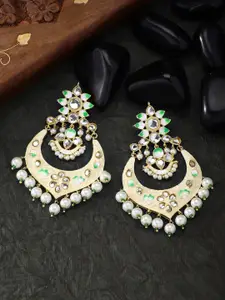 Peora White & Cream-Coloured Classic Gold-Plated Chandbalis