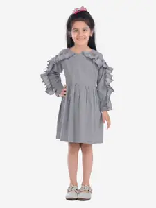 Fairies Forever Girls Grey Solid Fit and Flare Dress