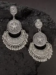 PANASH Silver-Plated Crescent Shaped Drop Earrings