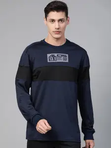 Alcis Men Navy Blue & Black Colourblocked Running Sweatshirt
