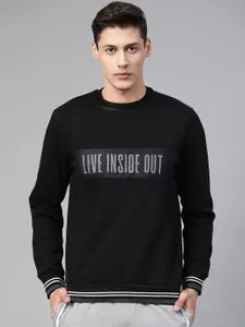 Alcis Men Black & White Printed Detail Sports Sweatshirt