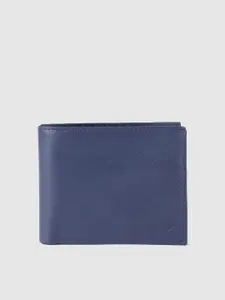 Park Avenue Men Blue Solid Leather Two Fold Wallet