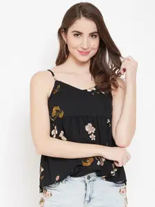Berrylush Women Black Printed Empire Top