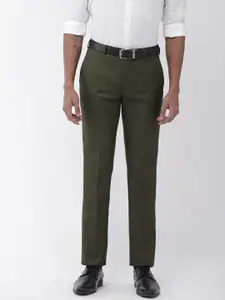 Raymond Men Olive Green Slim Fit Solid Formal Trousers