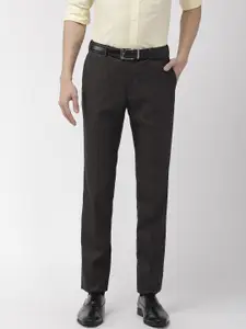 Raymond Men Charcoal Grey Slim Fit Checked Regular Trousers