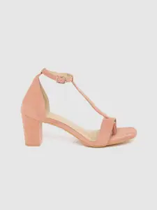Mast & Harbour Women Pink Solid Open Toe Heels