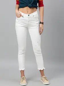 The Roadster Lifestyle Co Women White Skinny Fit Mid-Rise Clean Look Stretchable Jeans