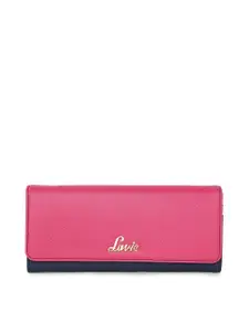 Lavie Women Blue & Pink Colourblocked Two Fold Wallet