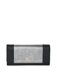 Lavie Women Black & Grey Colourblocked Two Fold Wallet