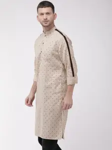 The Indian Garage Co Men Cream-Coloured & Black Printed Straight Kurta