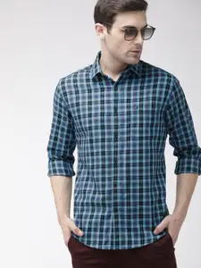 The Indian Garage Co Men Blue & Black Slim Fit Checked Casual Shirt