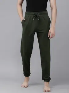 U.S. Polo Assn. Men Olive Green Solid Lounge Joggers