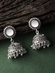 Rubans Silver-Toned Handcrafted Dome Shaped Jhumkas
