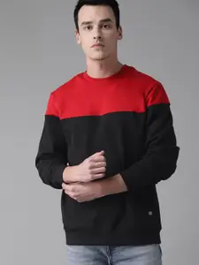The Roadster Lifestyle Co Men Red & Black Colourblocked Sweatshirt