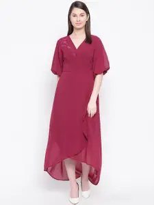 Marie Claire Women Magenta Solid Maxi Dress