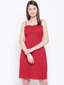 Marie Claire Women Red Solid A-Line Dress