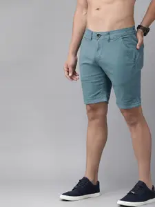 Roadster Men Teal Blue Solid Regular Fit Chino Shorts