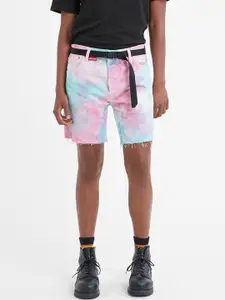 Levis Men White & Blue Dyed 501 Slim Fit Denim 93' Shorts