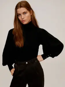 MANGO Women Black Solid Pullover
