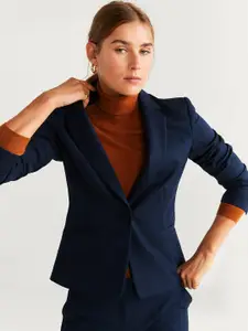 MANGO Women Navy Solid Single-Breasted Sustainable Blazer