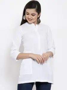 Ayaany Women White Solid Pure Cotton Top