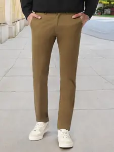 Urbano Fashion Men Khaki Brown Slim Fit Solid Regular Trousers
