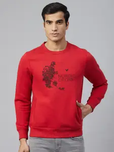 Blackberrys Men Red & Black Nordic Cross Print Sweatshirt