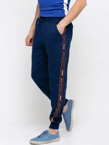 Maniac Men Navy Blue Solid Joggers