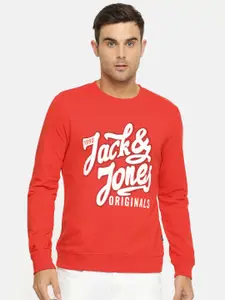 Jack & Jones Men Red Printed Sweatshirt