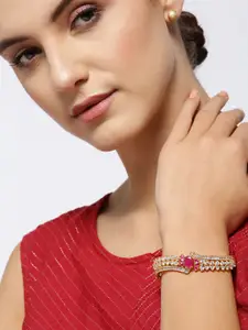Priyaasi Magenta Gold-Plated CZ Studded Handcrafted Bracelet