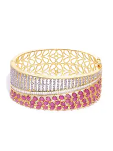 Priyaasi Pink Gold Plated Stone Studded Handcrafted Bangle Style Bracelet