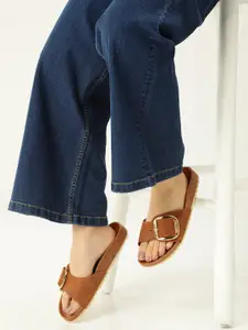 Birkenstock Madrid Big Buckle Cognac Narrow Width Oiled Leather One-Strap Sandals