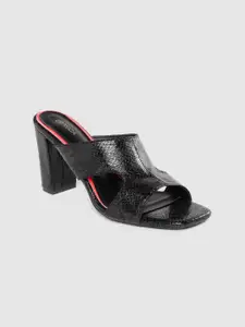 CORSICA Women Black Snakeskin Textured Block Heels