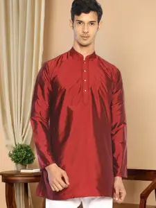 TATTVA Men Maroon Solid Straight Kurta