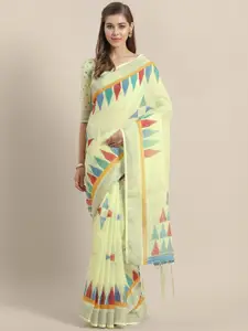 Saree mall Yellow & Blue Printed Saree