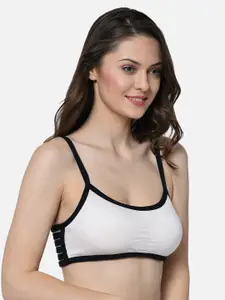 Da Intimo Off-White Solid Lightly Padded Non-Wired Styled Back Bralette Bra DI-1246