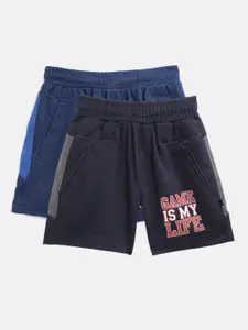 Proteens Boys Pack of 2 Solid Regular Shorts With Printed Detail