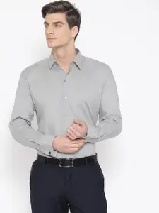 Hancock Men Grey Solid French Cuff Slim Fit Pure Cotton Formal Shirt