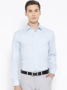 Hancock Men Blue Slim Fit Solid Formal Shirt