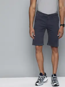 Lee Men Navy Blue Solid Slim Fit Regular Shorts