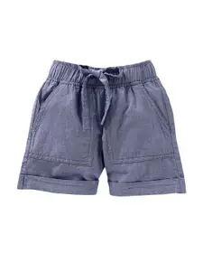 KiddoPanti Girls Blue Solid Regular Fit Regular Shorts