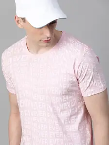 Kook N Keech Men Pink & White Printed Round Neck T-shirt